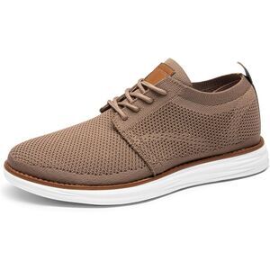 Men's Brown Rubber Sole Oxfords Lace up Lightweight Flex Breeze Mesh Sneakers